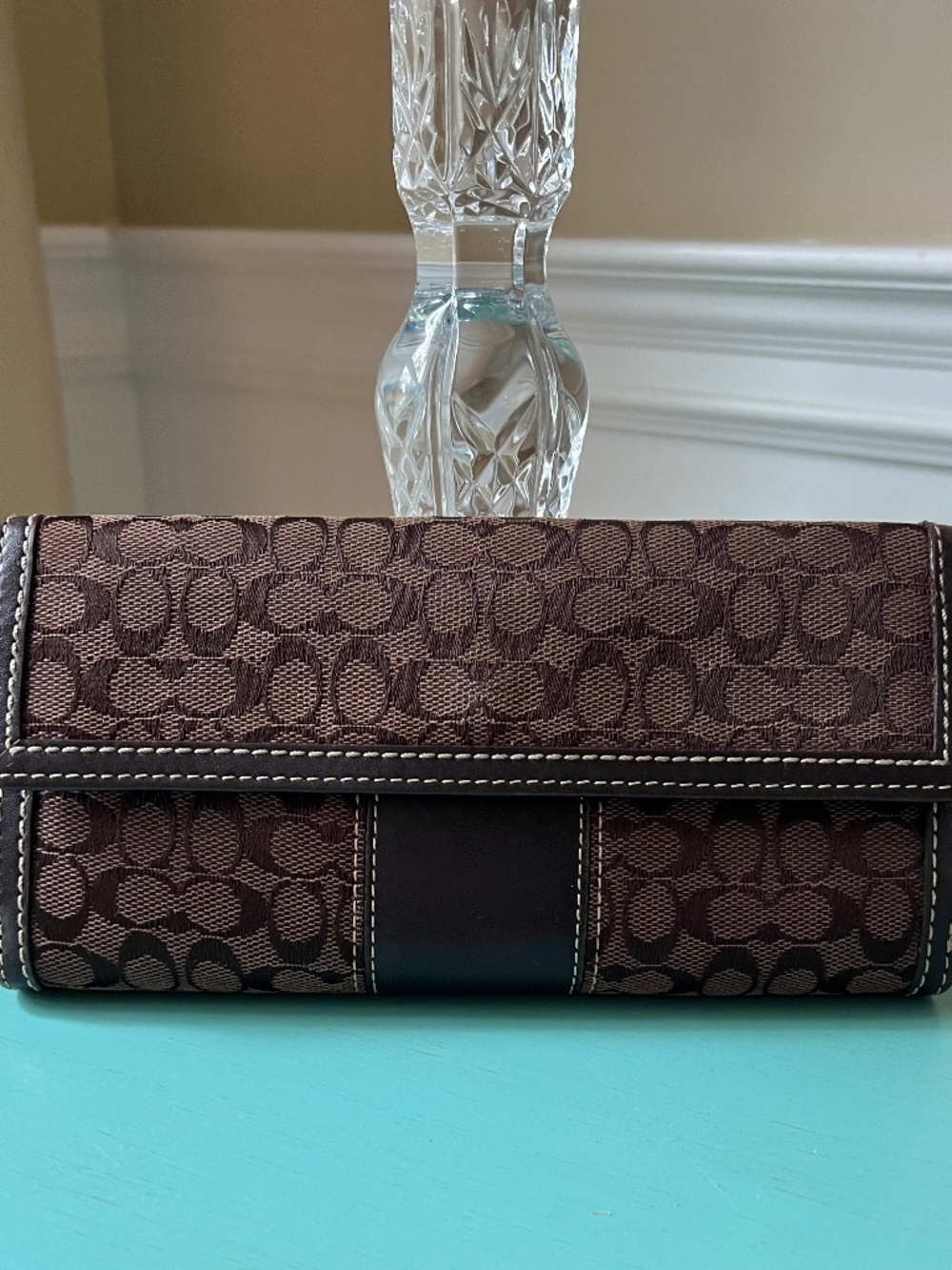 Coach Signature Canvas Leather Long Wallet Brown